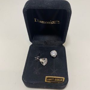 Diamonique 14k White Gold CZ Studs